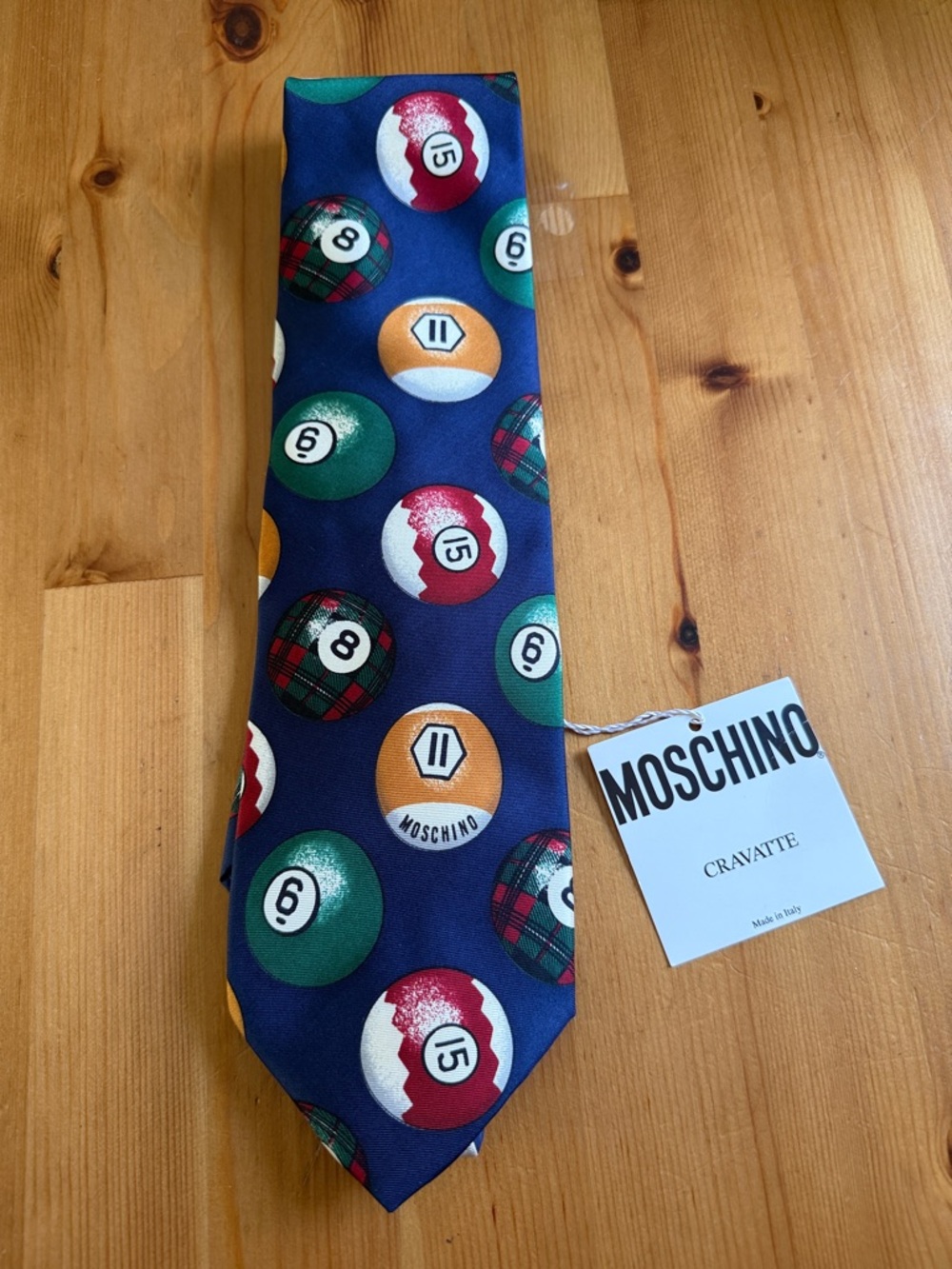 NEW Moschino vintage 1994 billiards silk tie - Picture 2 of 7